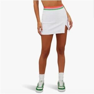 Beach Riot White Mini Skirt with Pink and Green Trim